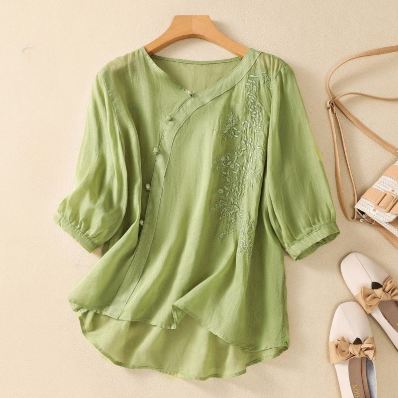 Elegant asymmetrisk tunika med knapper