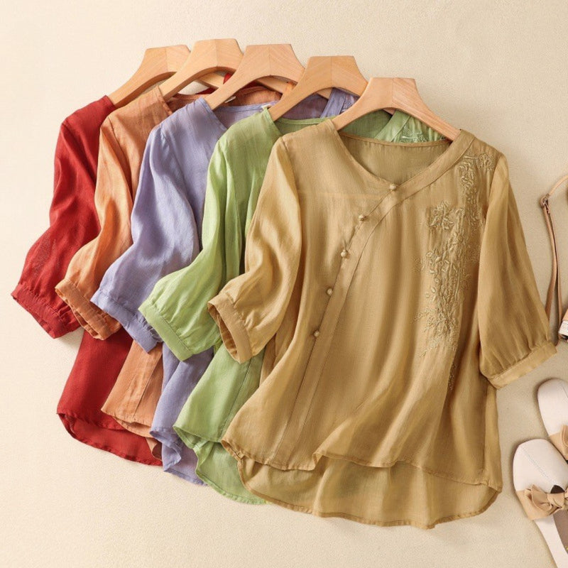 Elegant asymmetrisk tunika med knapper