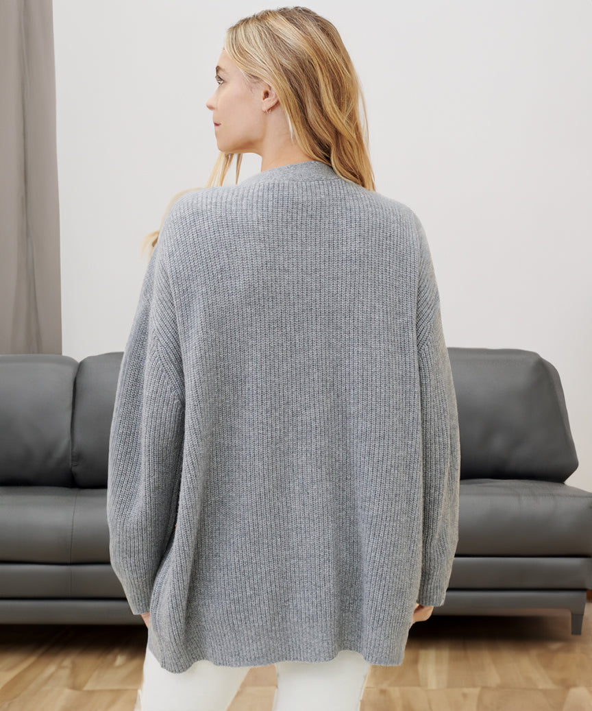 Martha | Kvinders Ribstrikket Cardigan med Knapper Plus Size