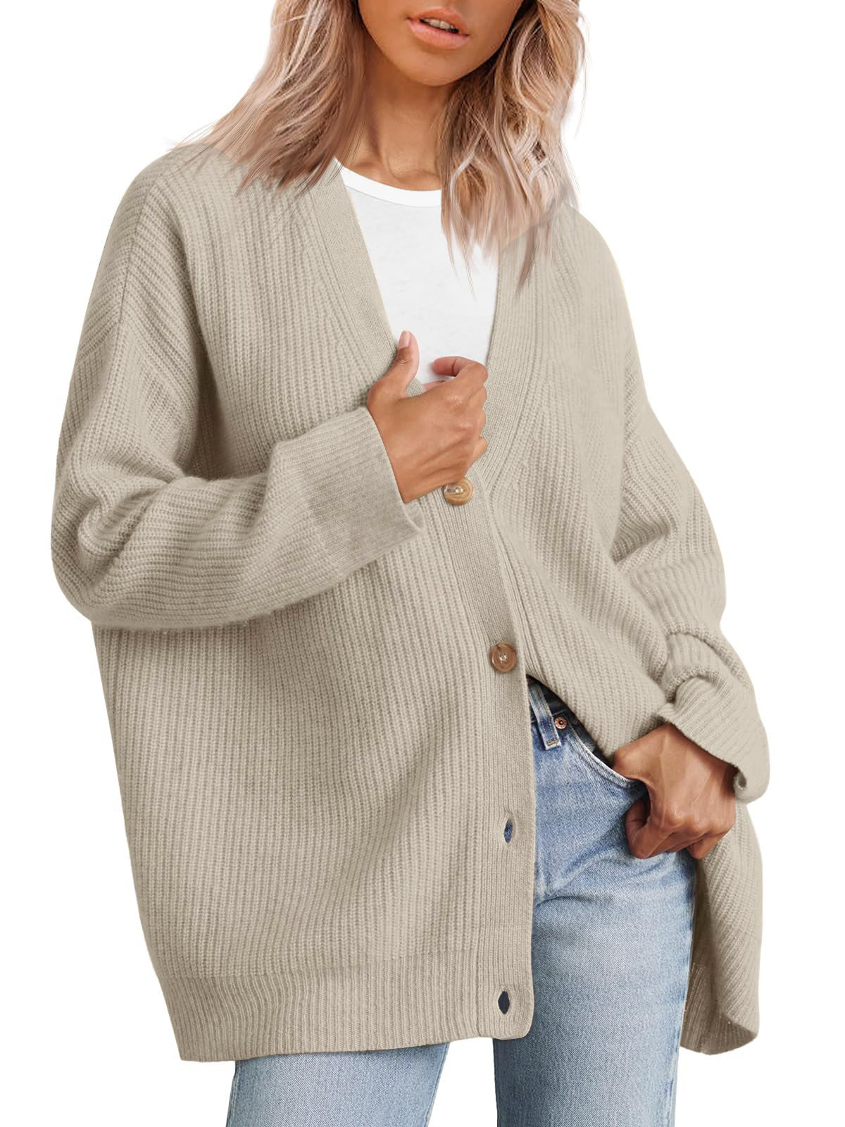 Emma | Stribet Plus Size Cardigan til Kvinder