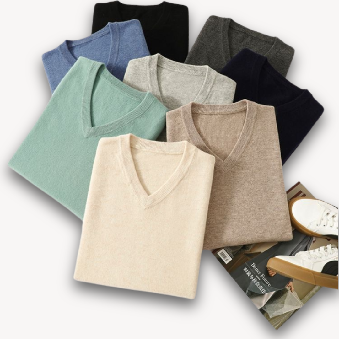 Allan | Elegant kashmir sweater med V-hals til mænd