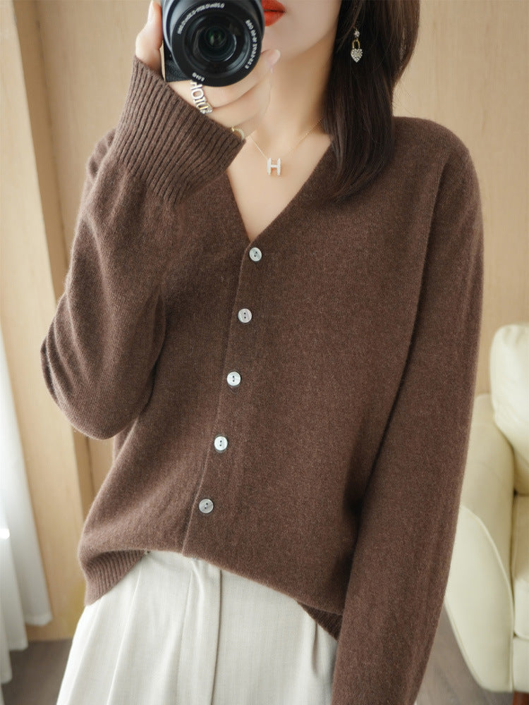 Esther | Dame Casual V-hals Strikket Cardigan