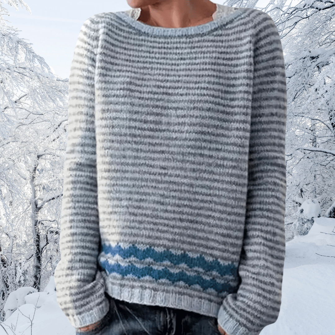Katrine | Varm Strikket Uldsweater med Striber til Vinter
