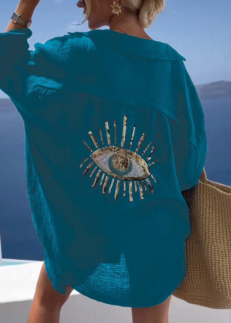 Sofie | Dame Oversize Skjorte med Broderet Rygdetalje