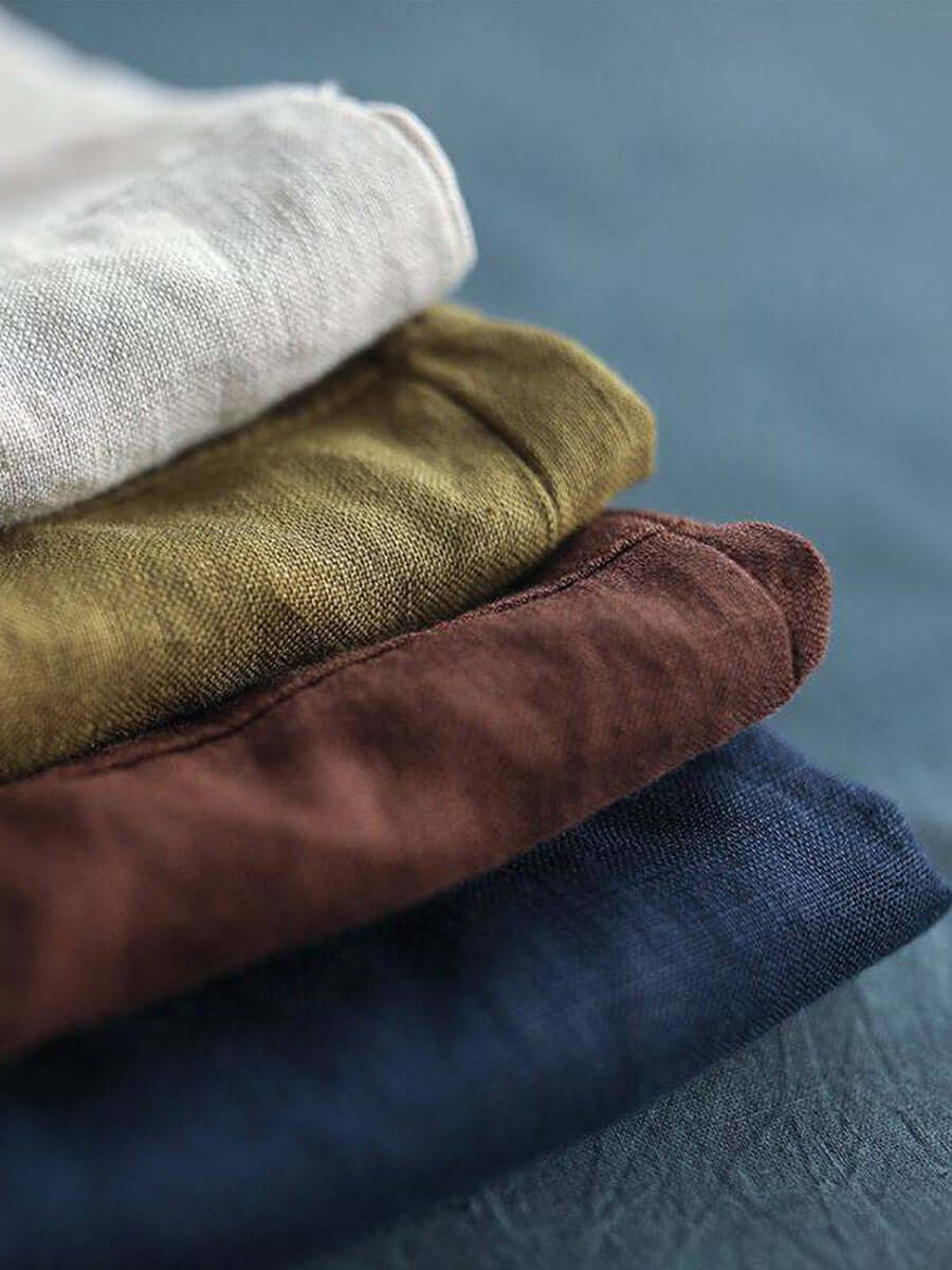 Dame Skjorte i Bomuld og Hør med Lange Ærmer