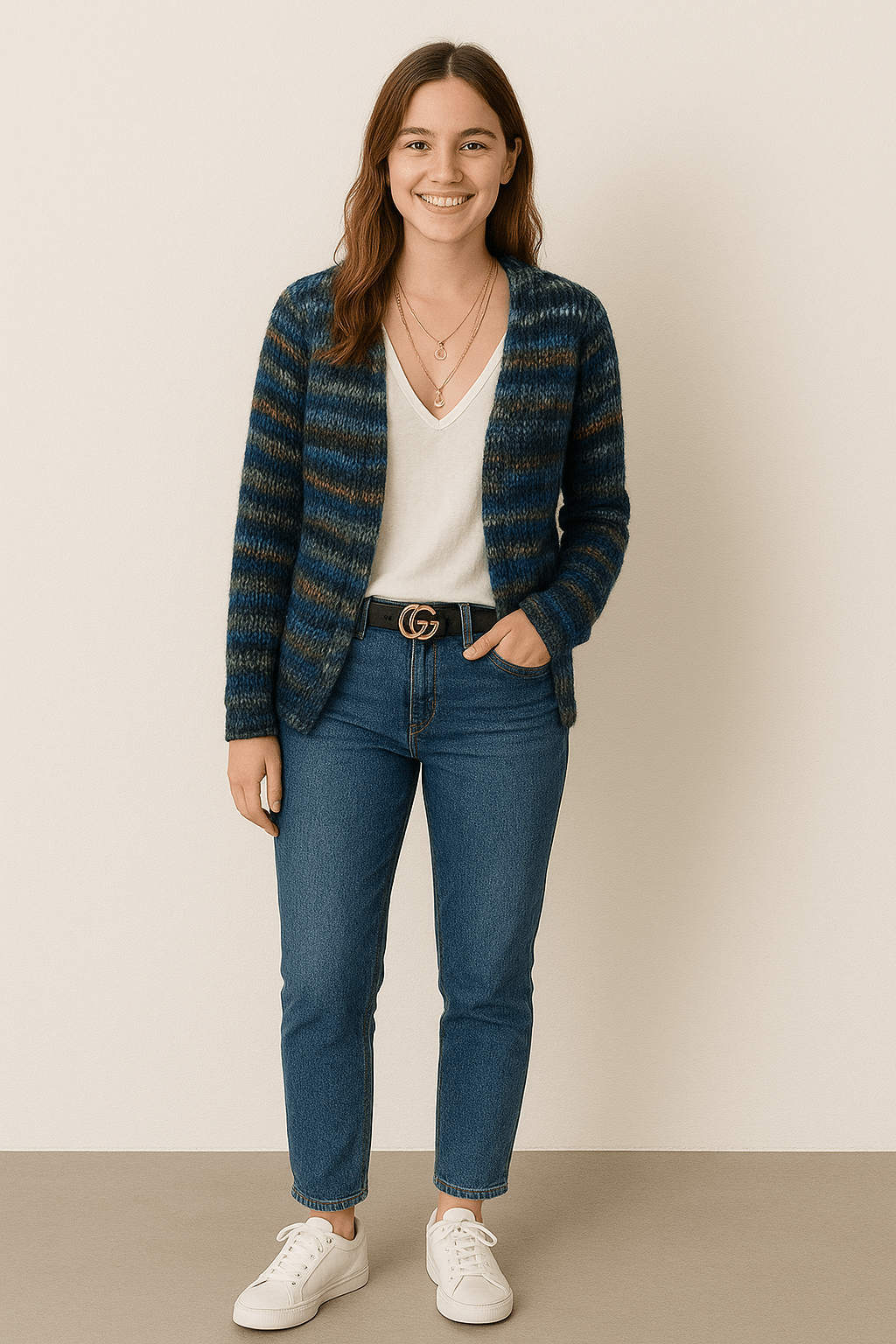 Frida | Stilfuld Kvinders Multifarvet Strikket Cardigan