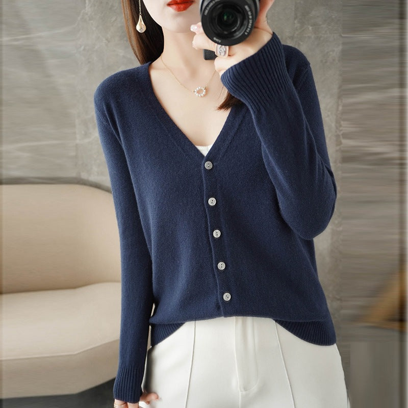Esther | Dame Casual V-hals Strikket Cardigan